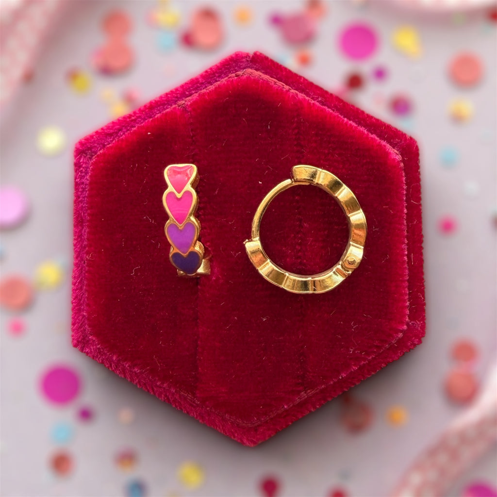 Ombre Stacked Heart Hoop