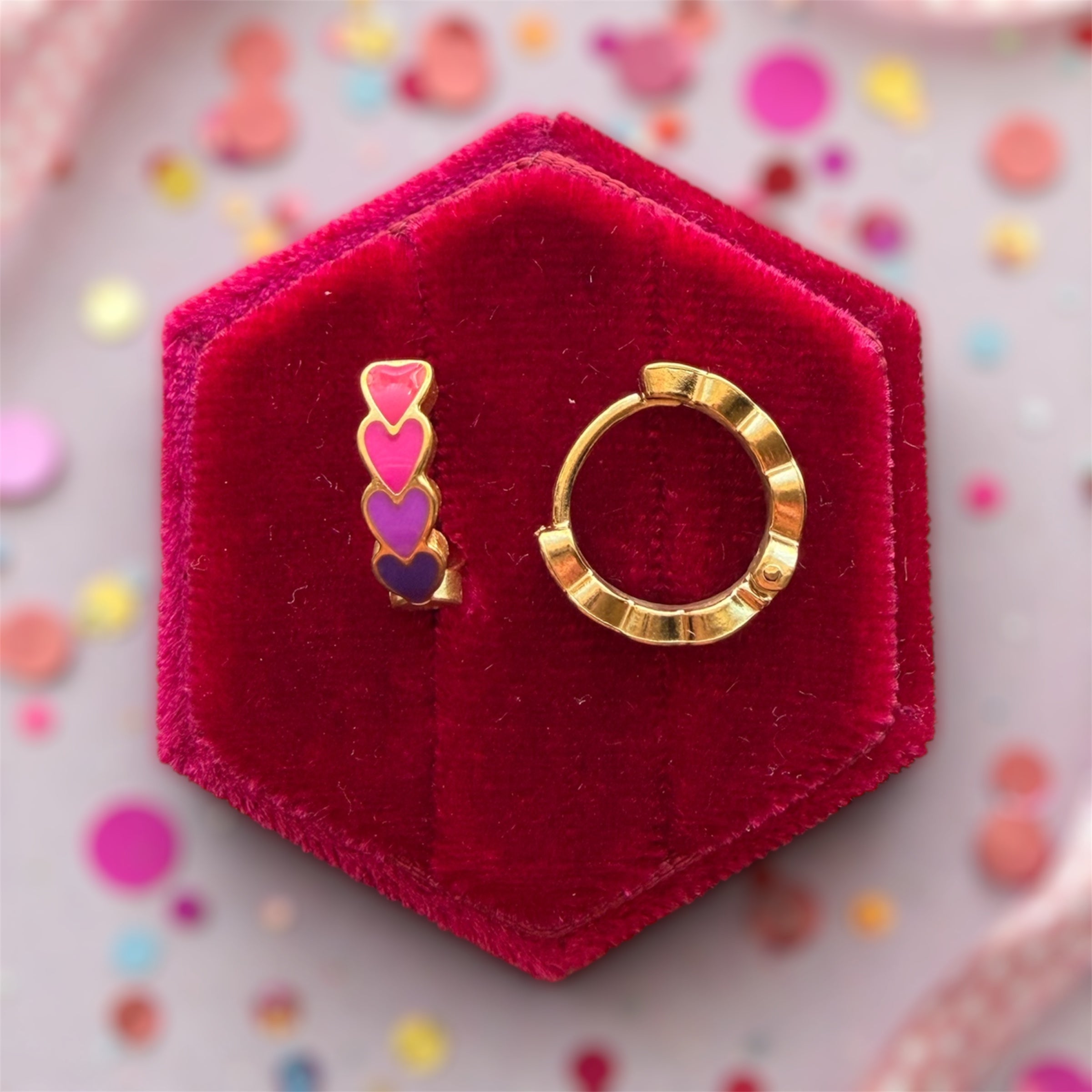 Ombre Stacked Heart Hoop