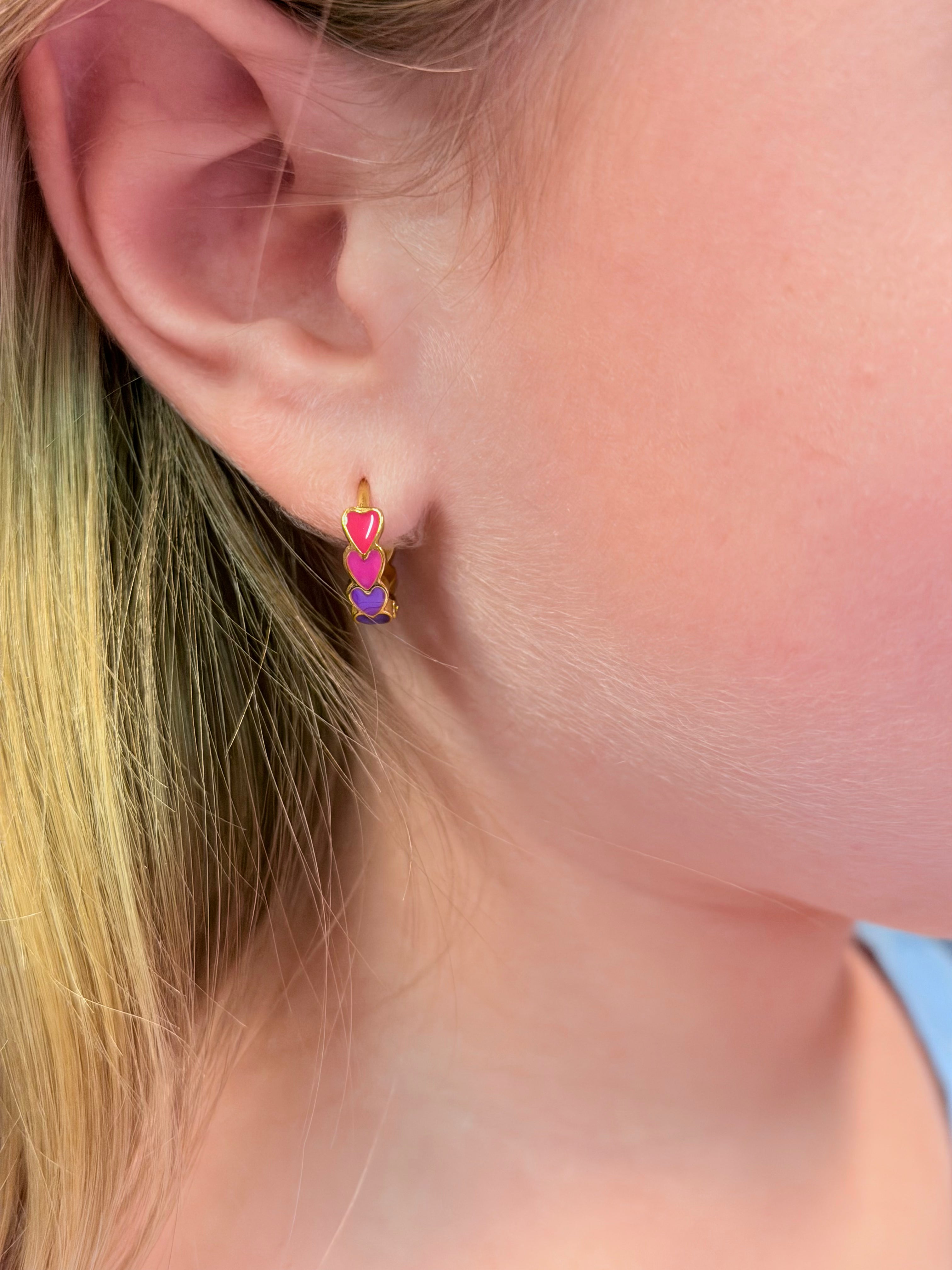 Ombre Stacked Heart Hoop