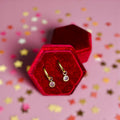 Gold Huggies with April Birthstone Charm