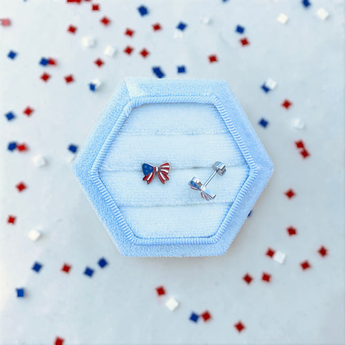 American Flag Coquette Bow Screwback Studs