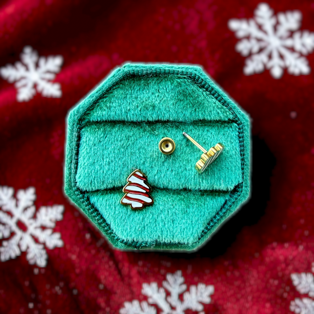 Christmas Cake Screwback Stud Earrings
