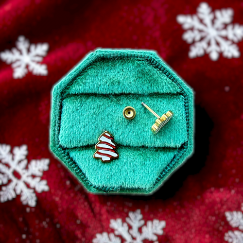Christmas Cake Screwback Stud Earrings