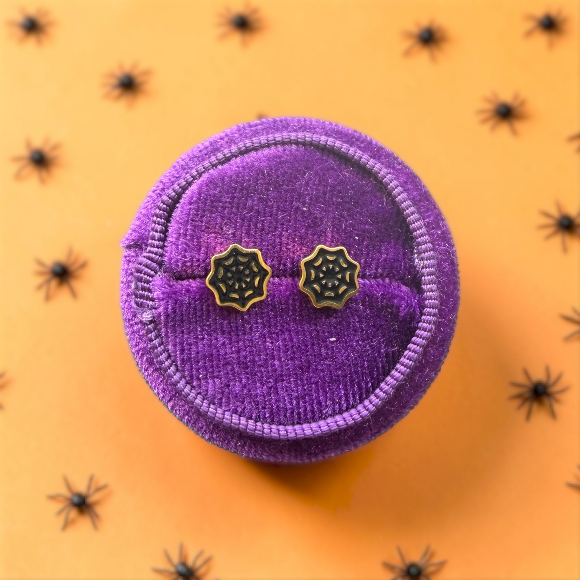 Spider Web Screwback Stud Earrings