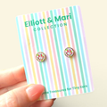 Colorful Checkered Smiley Screwback Stud Earrings