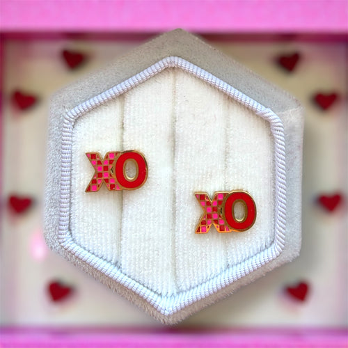 Checkered X's & O's Screwback Studs