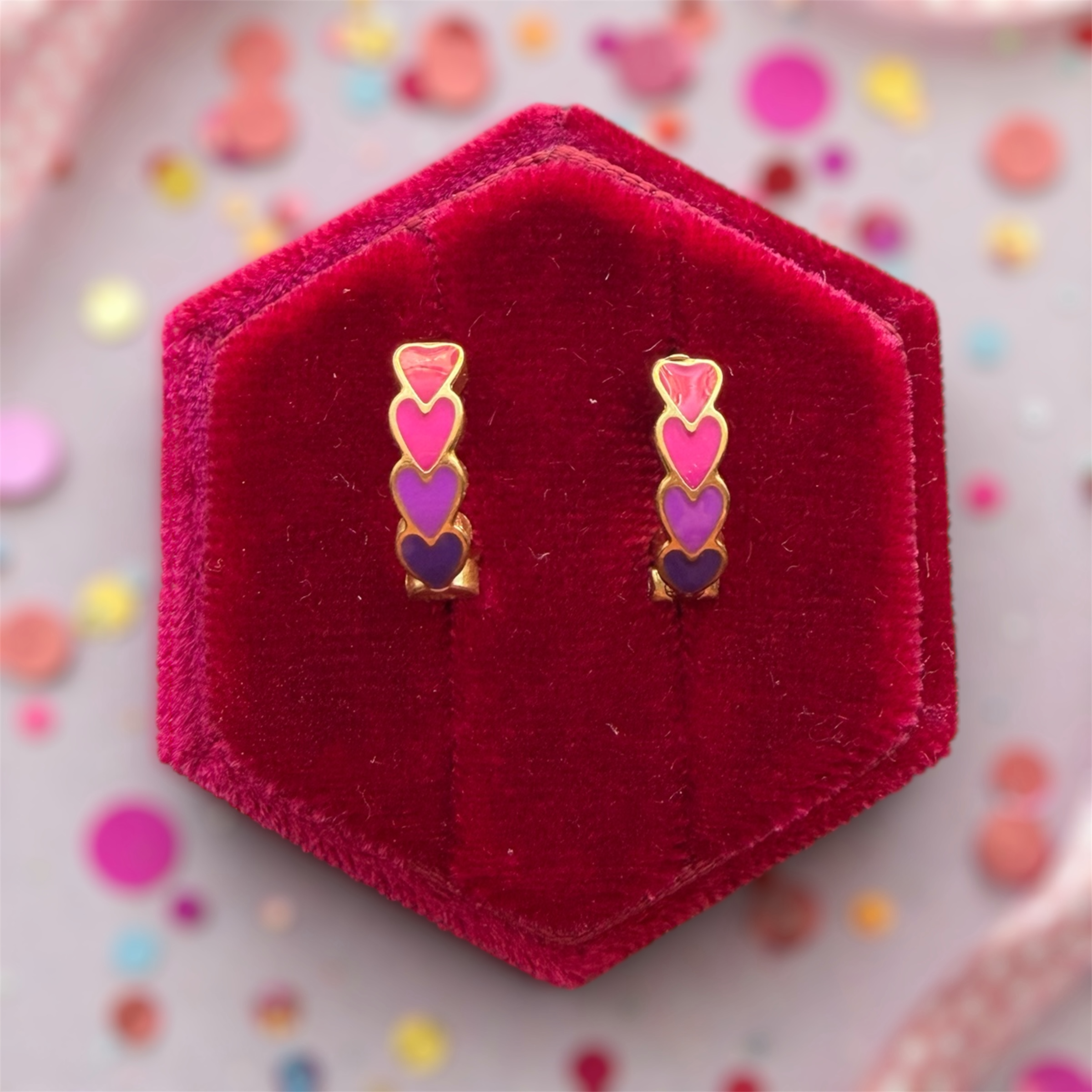 Ombre Stacked Heart Hoop