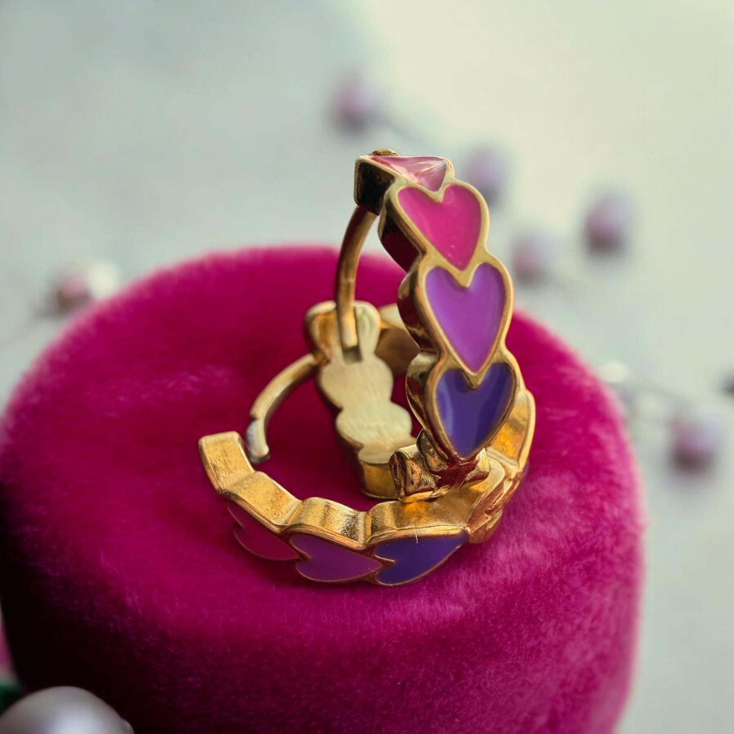 Ombre Stacked Heart Hoop