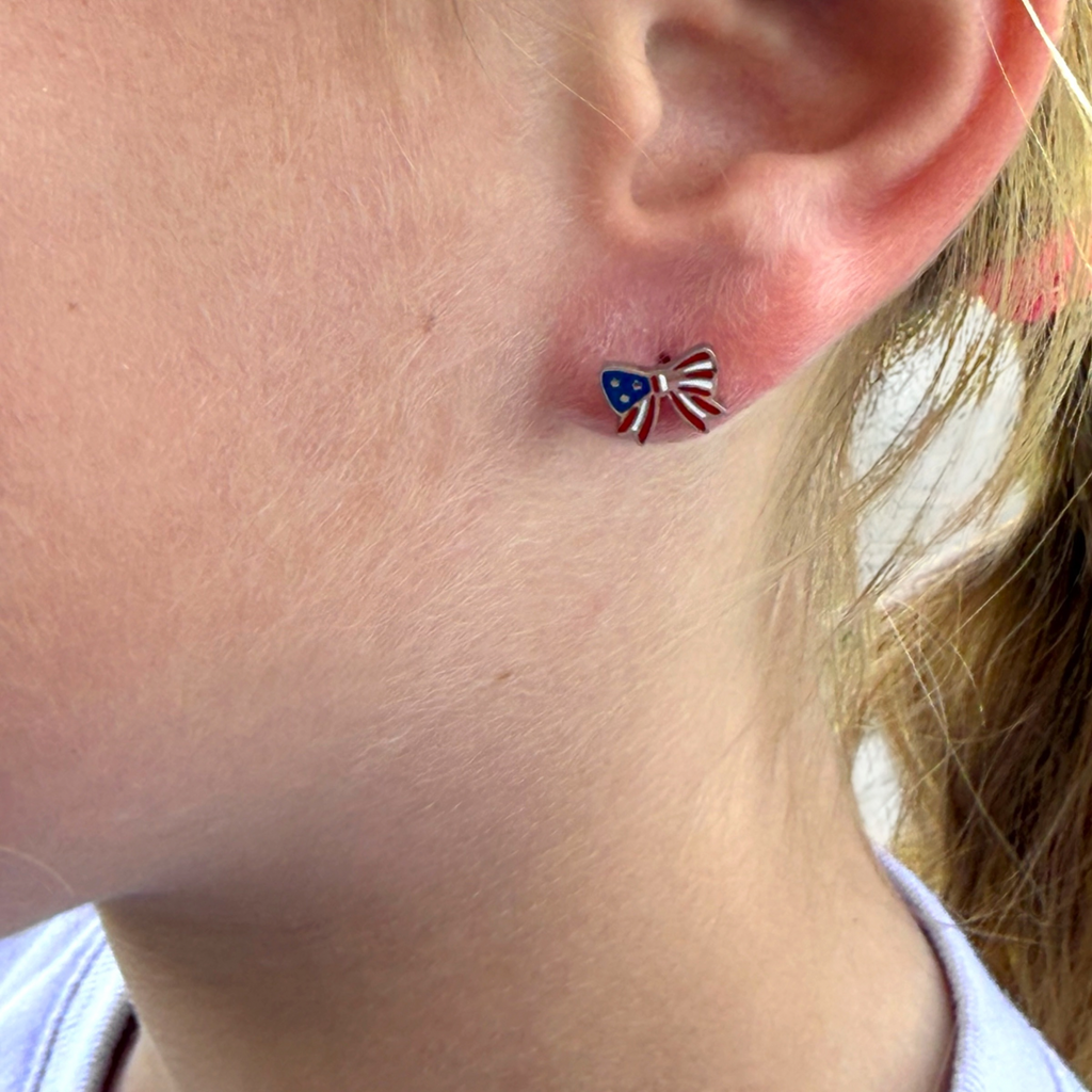American Flag Coquette Bow Screwback Studs