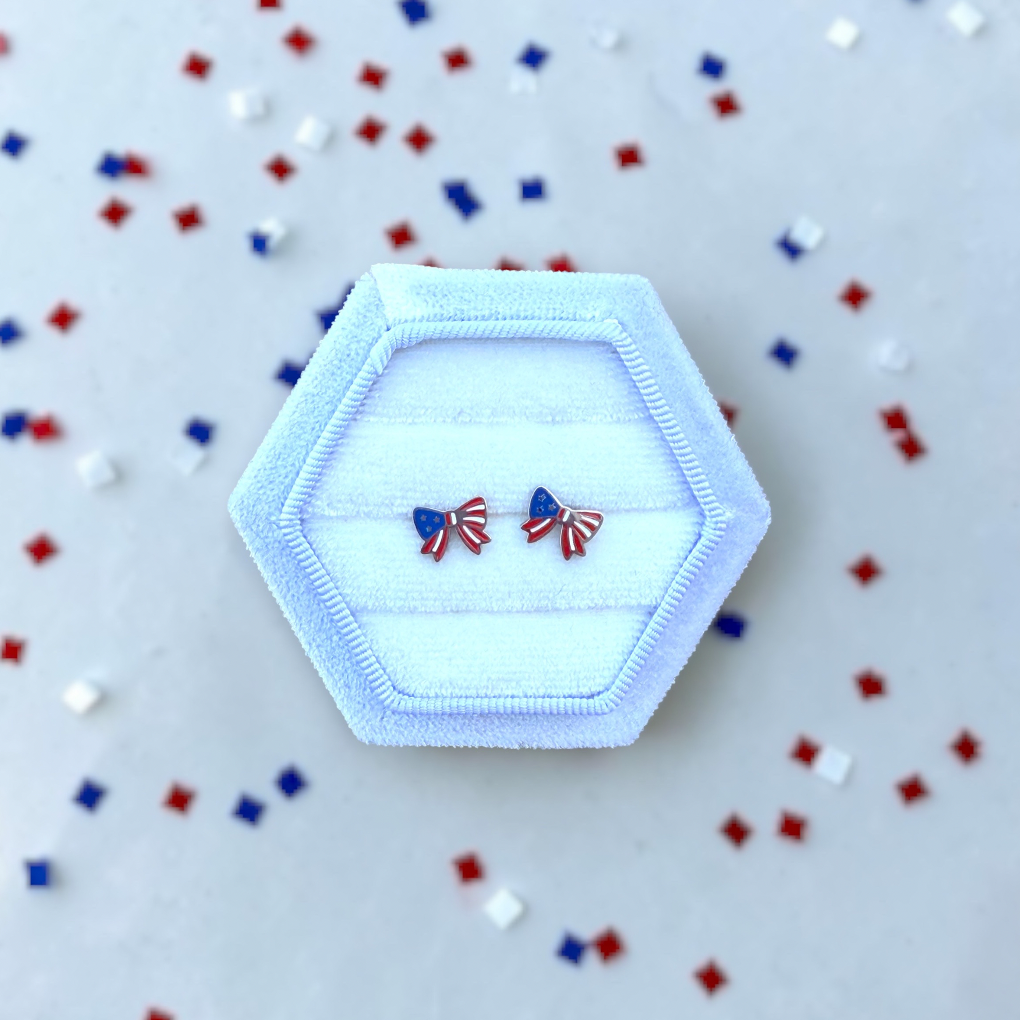 American Flag Coquette Bow Screwback Studs