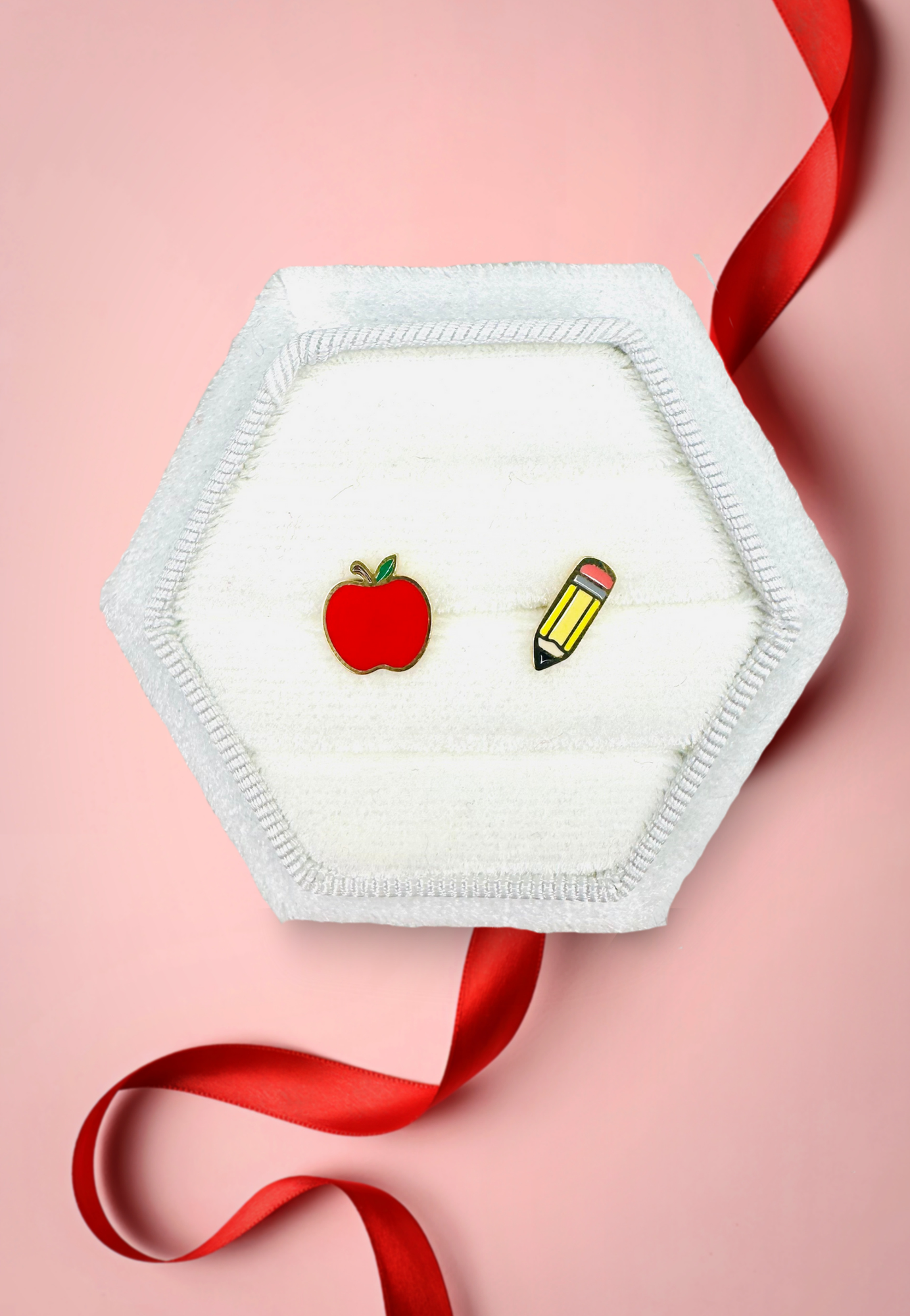 Apple & Pencil Stud Set